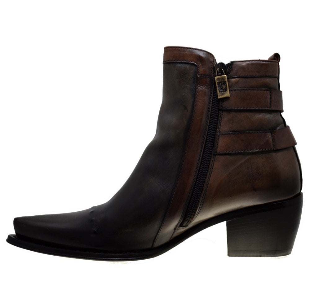 Women's Italian Shoes Jo Ghost 3842 Moscato Leather Pointed Buckle Boots