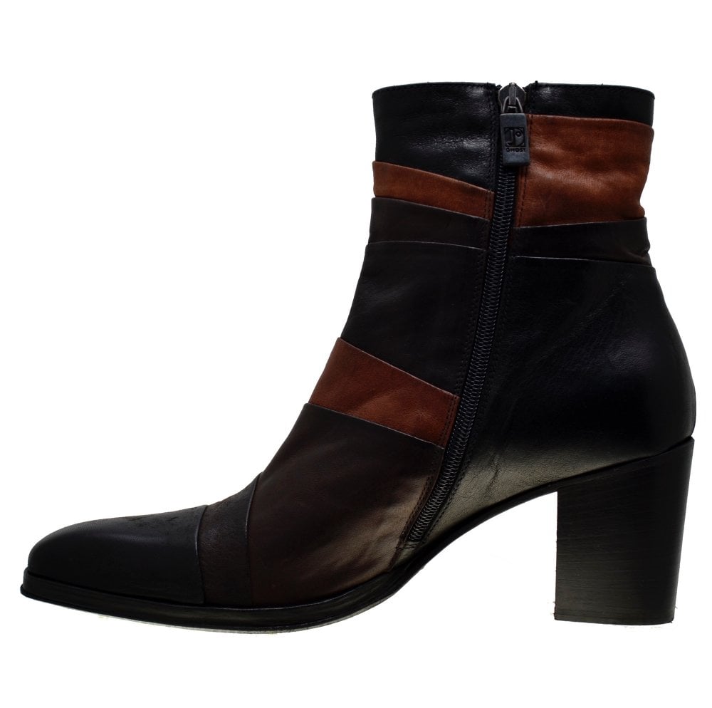 Italian Women's Shoes Jo Ghost 3864 Brown Leather Formal Ankle Boots