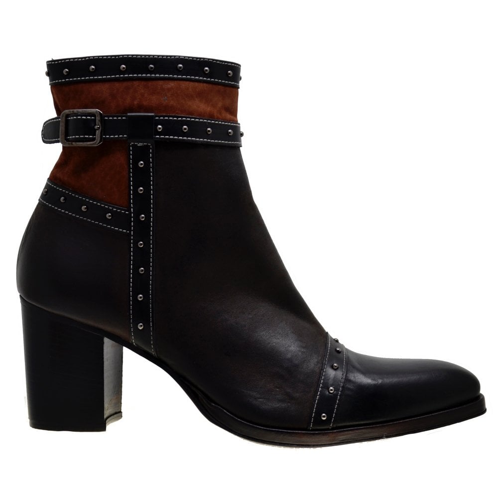 Women's Italian Shoes Jo Ghost 3868 Brown Leather Chelsea Boots