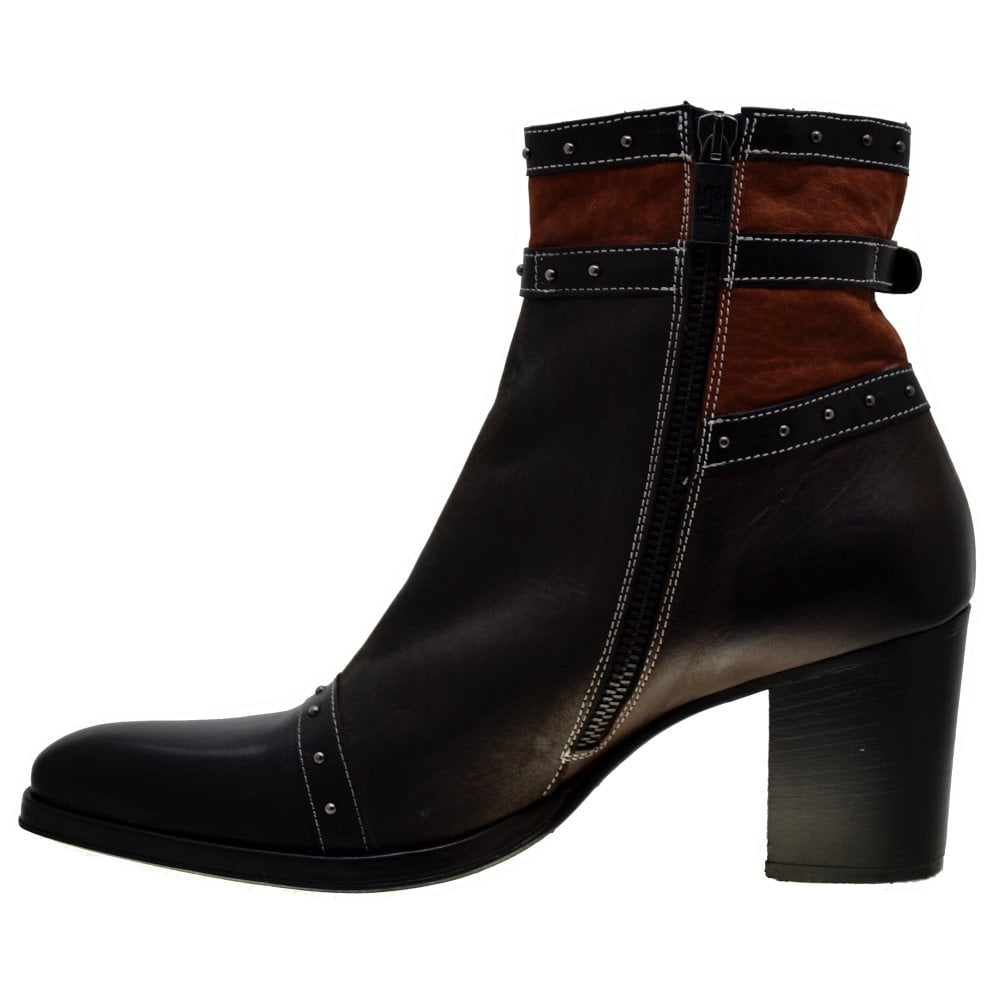 Women's Italian Shoes Jo Ghost 3868 Brown Leather Chelsea Boots