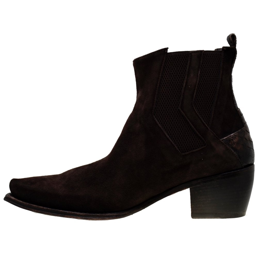Italian Women's Shoes Jo Ghost 3969 Brown Suede Leather Ankle Western Boots