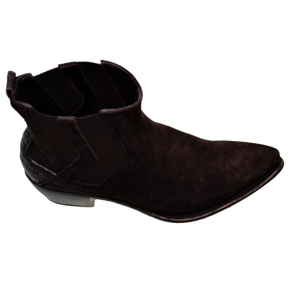 Women's Italian Shoes Jo Ghost 3969 Brown Suede Leather Pointed Boots