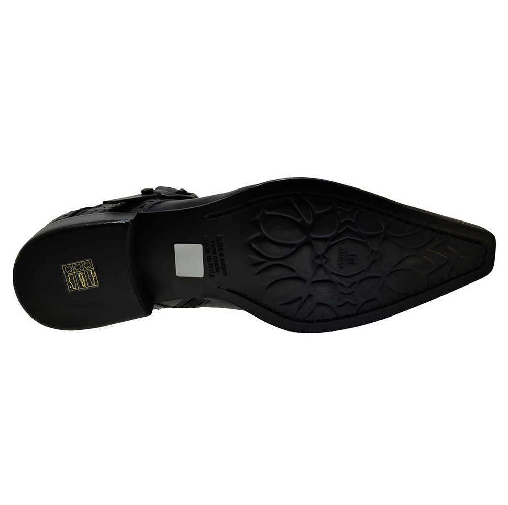 Italian Men's Shoes Jo Ghost 3996 Black Leather Print Crocodile Formal Low Ankle Boots