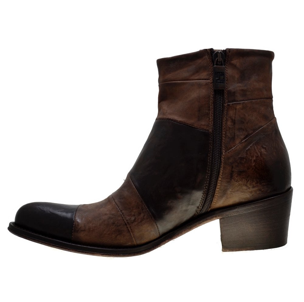 Italian Women's Shoes Jo Ghost 4044 Brown Leather Formal Ankle Boots