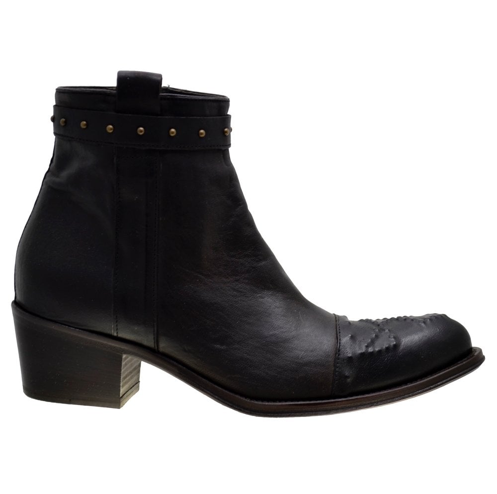 Women's Italian Shoes Jo Ghost 4048 Brown Leather Ankle Boots