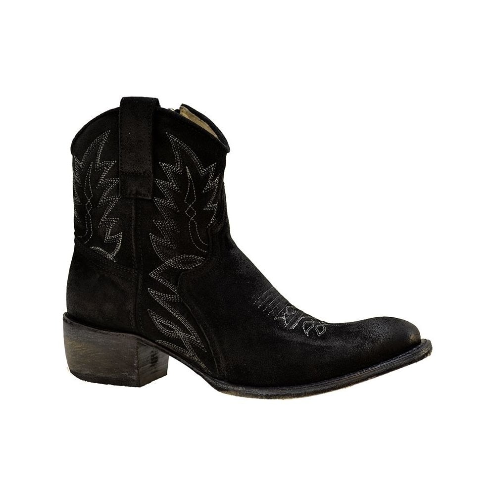 Women's Cowboy Boots Sendra 10163 Black Suede Cuban Heel