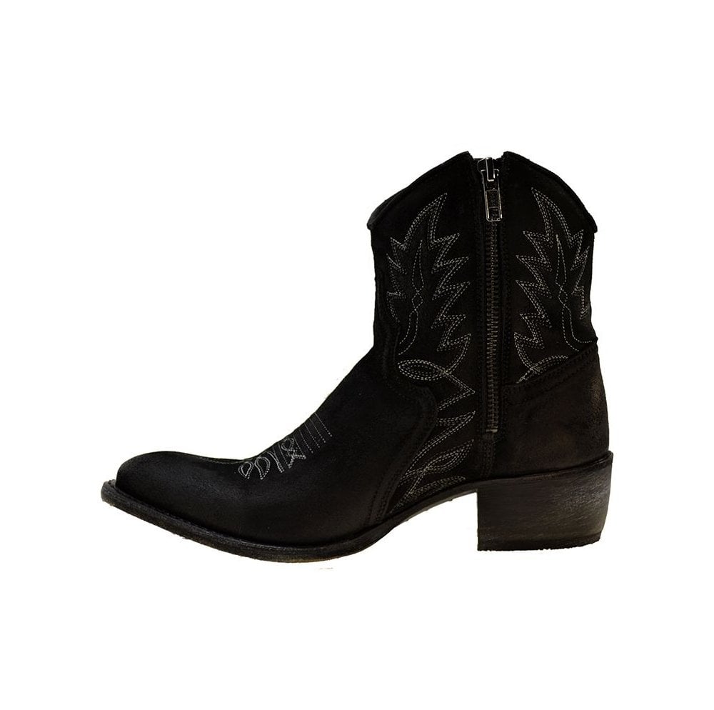 Women's Cowboy Boots Sendra 10163 Black Suede Cuban Heel