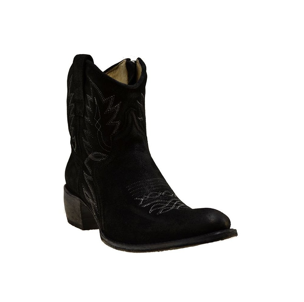 Women's Cowboy Boots Sendra 10163 Black Suede Cuban Heel