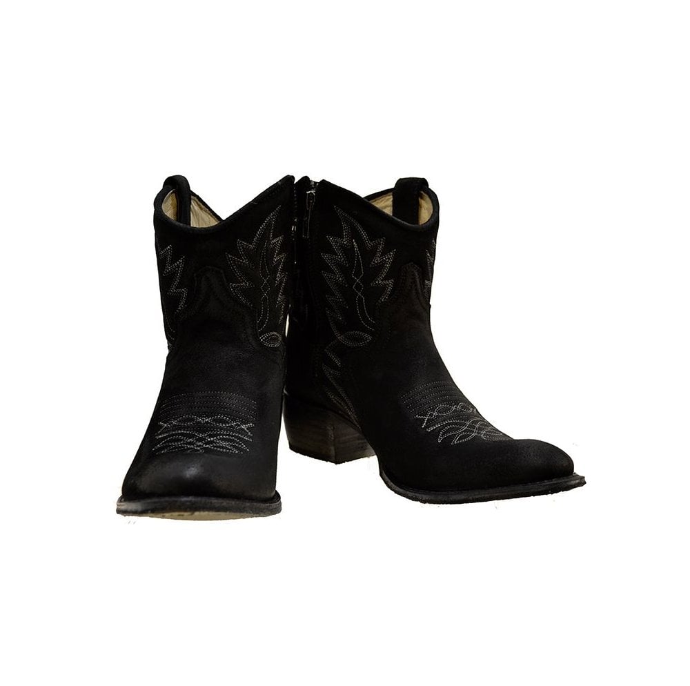 Women's Cowboy Boots Sendra 10163 Black Suede Cuban Heel