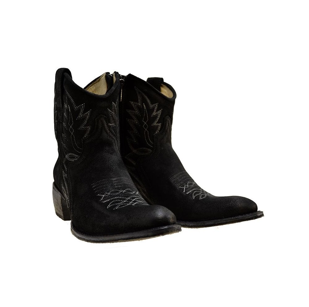 Women's Cowboy Boots Sendra 10163 Black Suede Cuban Heel