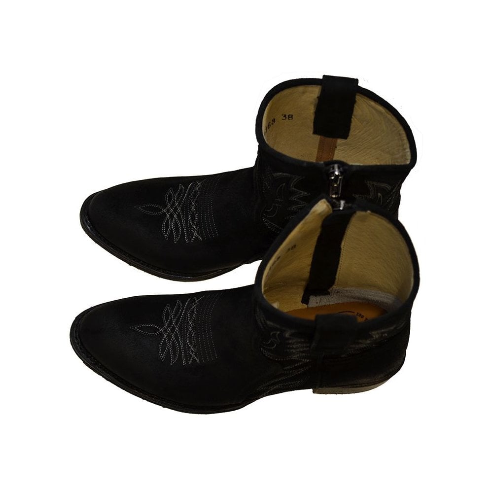 Women's Cowboy Boots Sendra 10163 Black Suede Cuban Heel