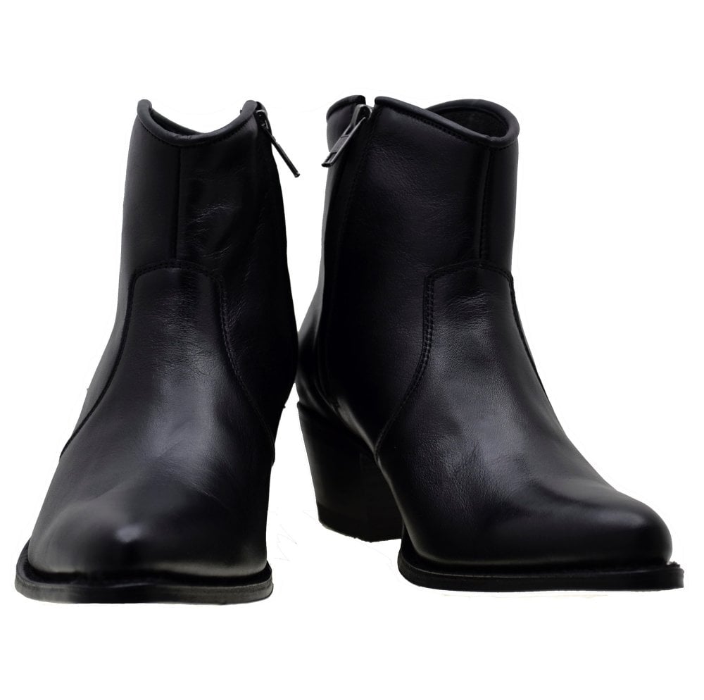 Sendra 10393 Black Leather West Heel Formal Ankle Boots