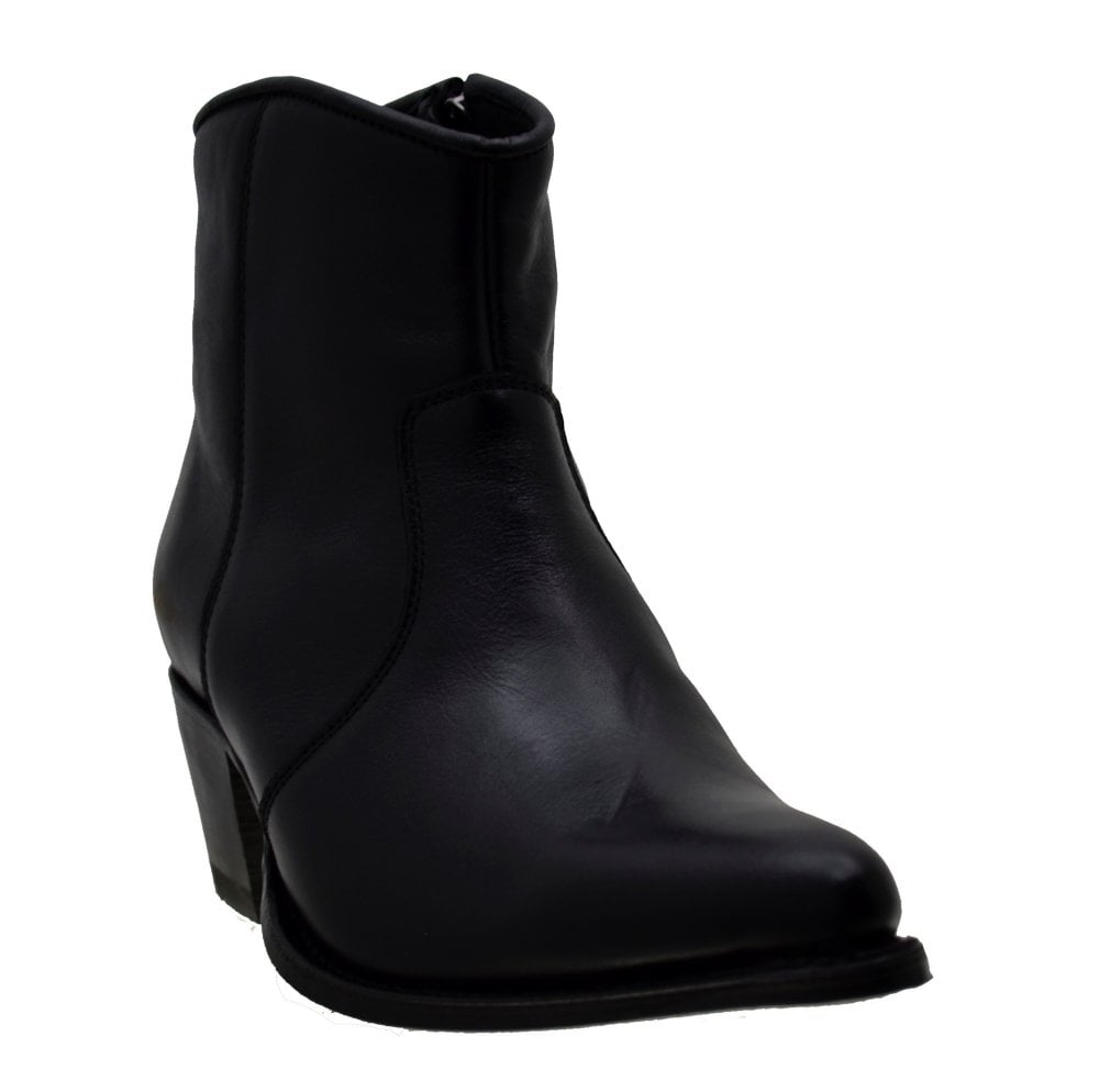 Sendra 10393 Black Leather West Heel Formal Ankle Boots