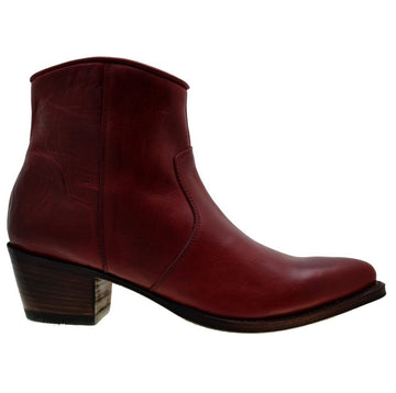 Sendra 10393 Red Leather West Heel Formal Ankle Boots