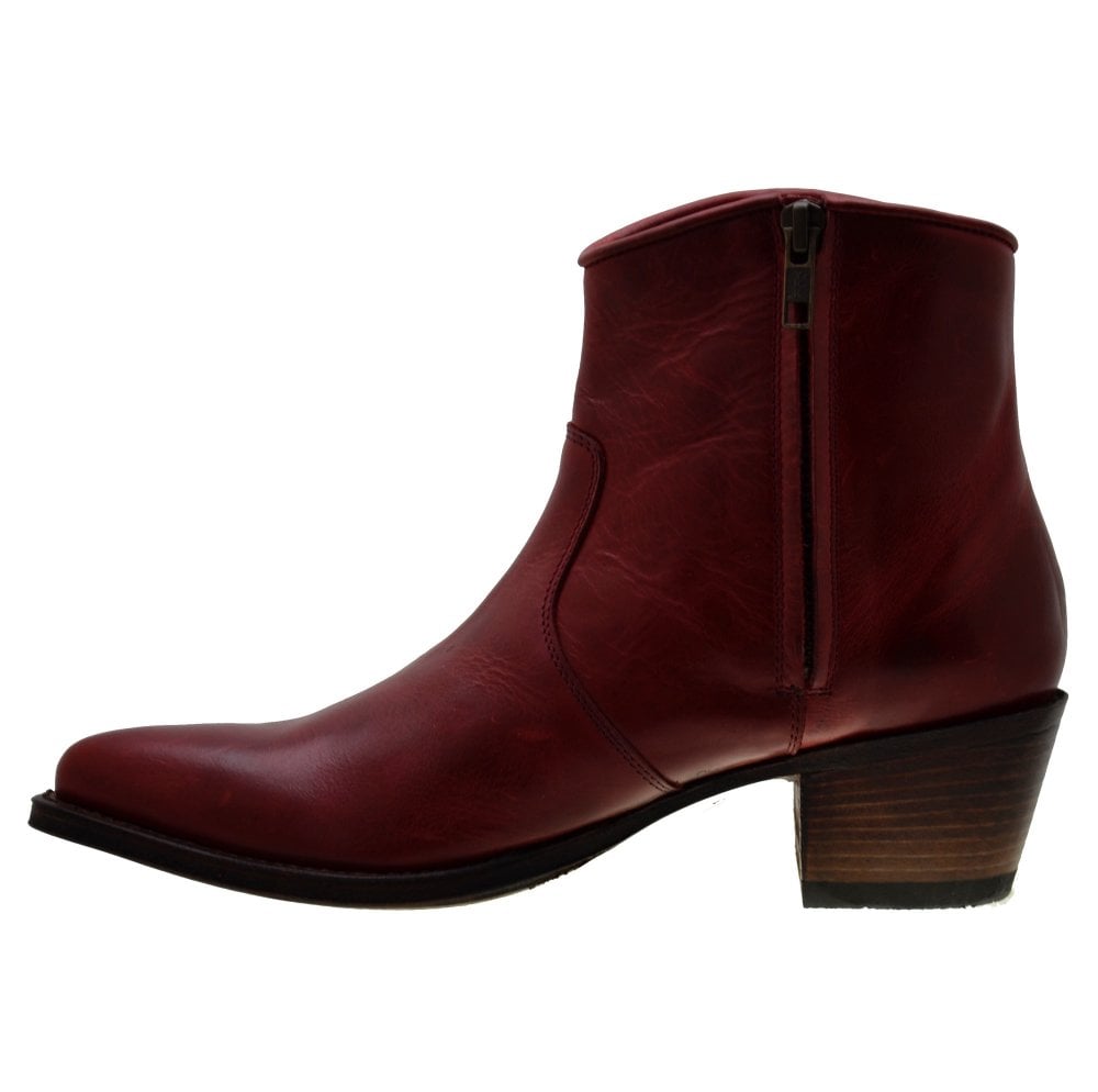 Sendra 10393 Red Leather West Heel Formal Ankle Boots