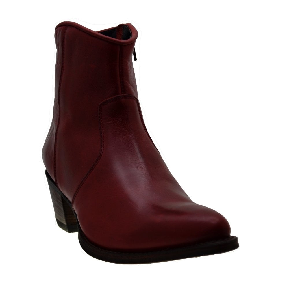 Sendra 10393 Red Leather West Heel Formal Ankle Boots