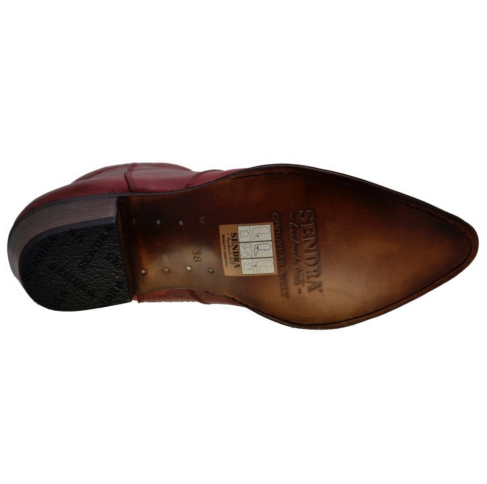 Women's Cowboy Boots Sendra 10393 Red Leather Cuban Heel