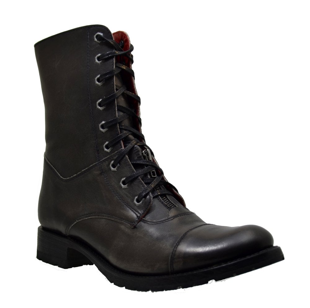 Sendra Men's Shoes 12663 Grey Leather Lace up Biker Boots