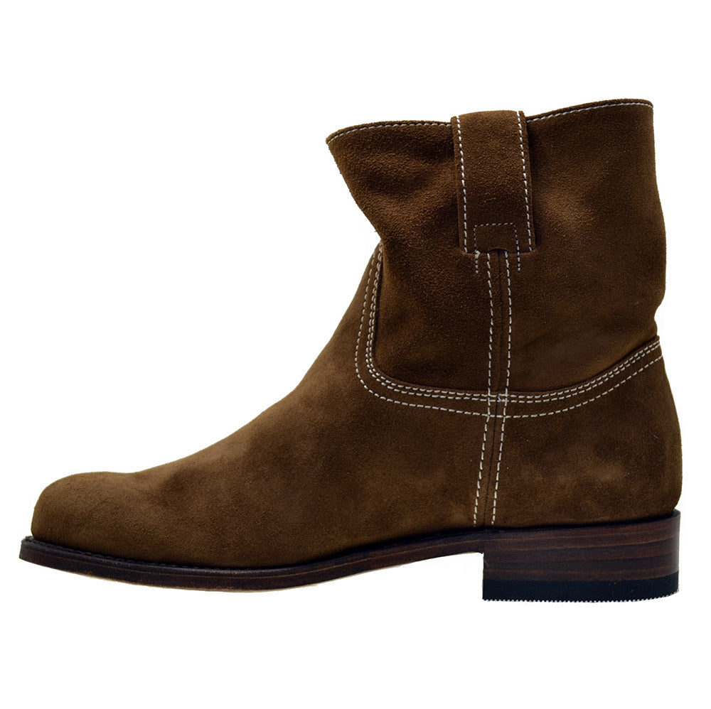 Sendra 13012 Chestnut Suede Round Toe Pull up Classic Ankle Biker Boots