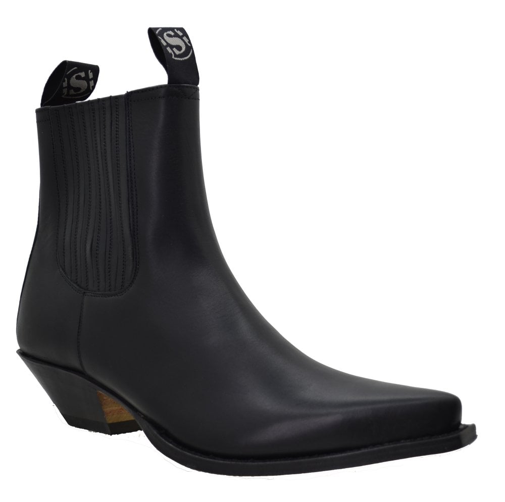 Men's Cowboy Boots Sendra 1692 Black Leather Ibiza Heel