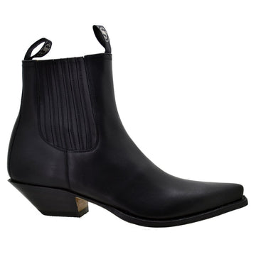 Men's Cowboy Boots Sendra 1692 Black Leather Ibiza Heel