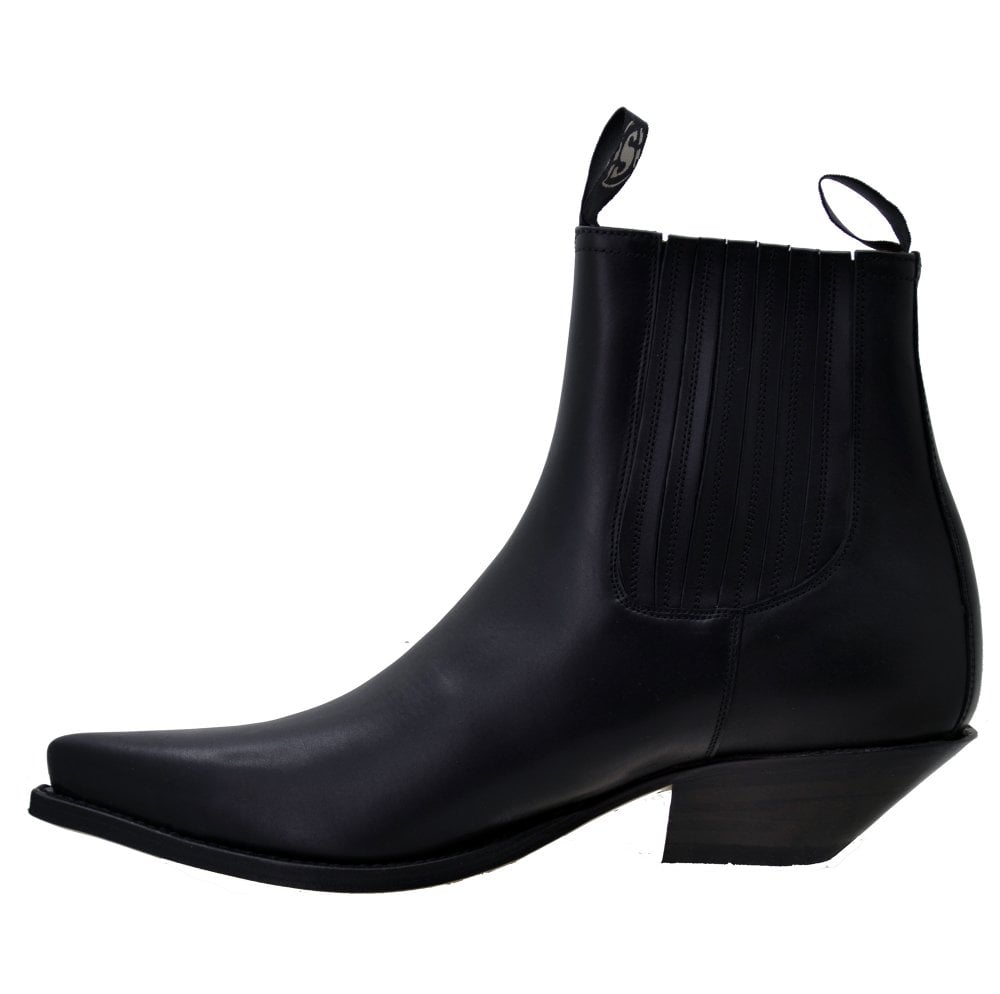 Men's Cowboy Boots Sendra 1692 Black Leather Ibiza Heel