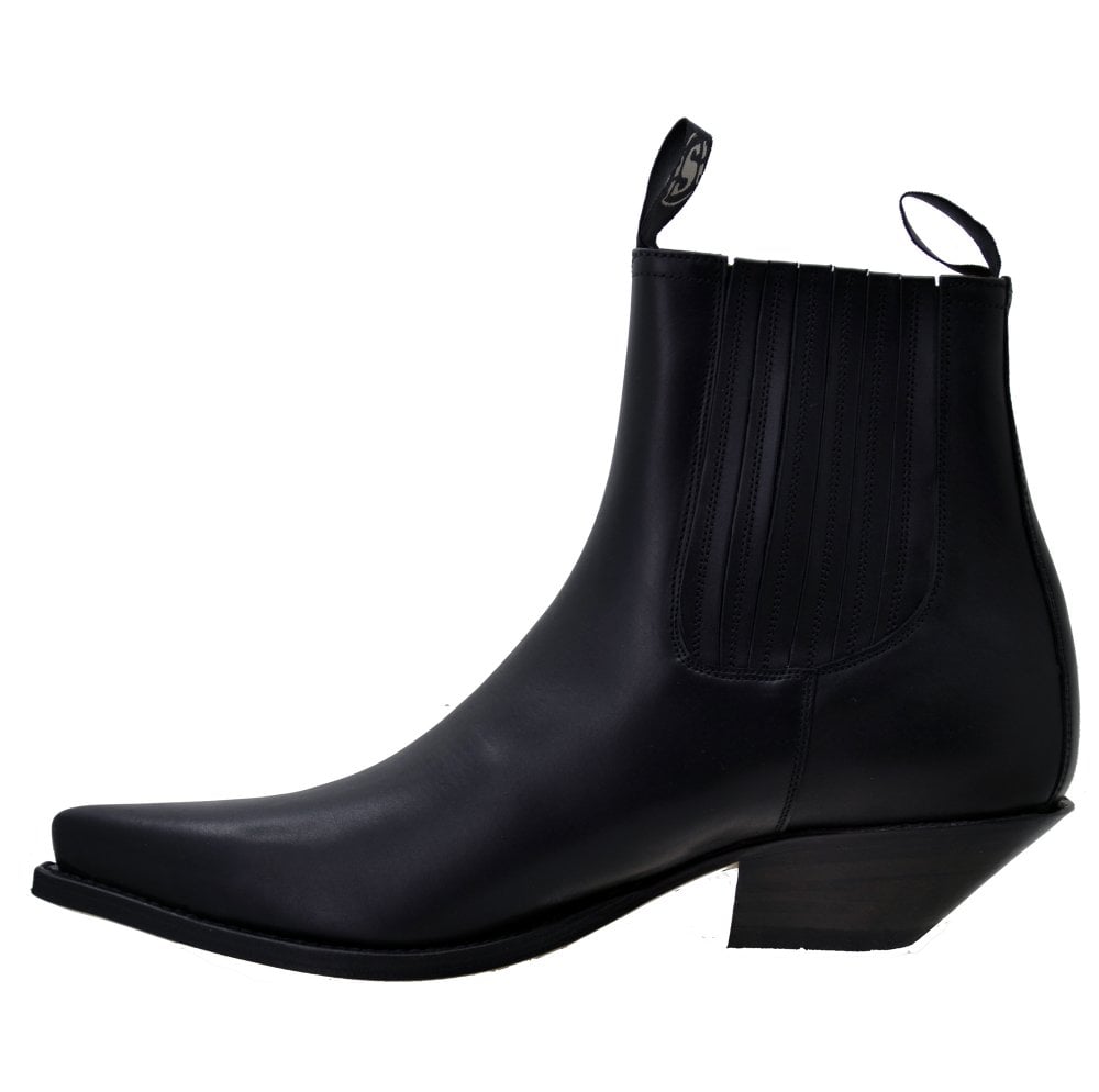 Sendra 1692 Black Leather Ibiza Heel Ankle Cowboy Boots