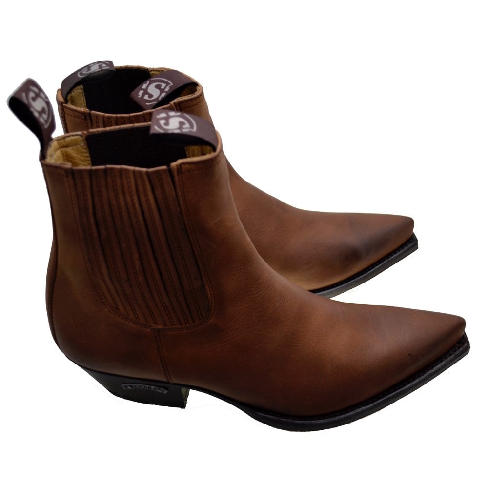 Sendra 1692 Brown Leather West Heel Ankle Cowboy Boots