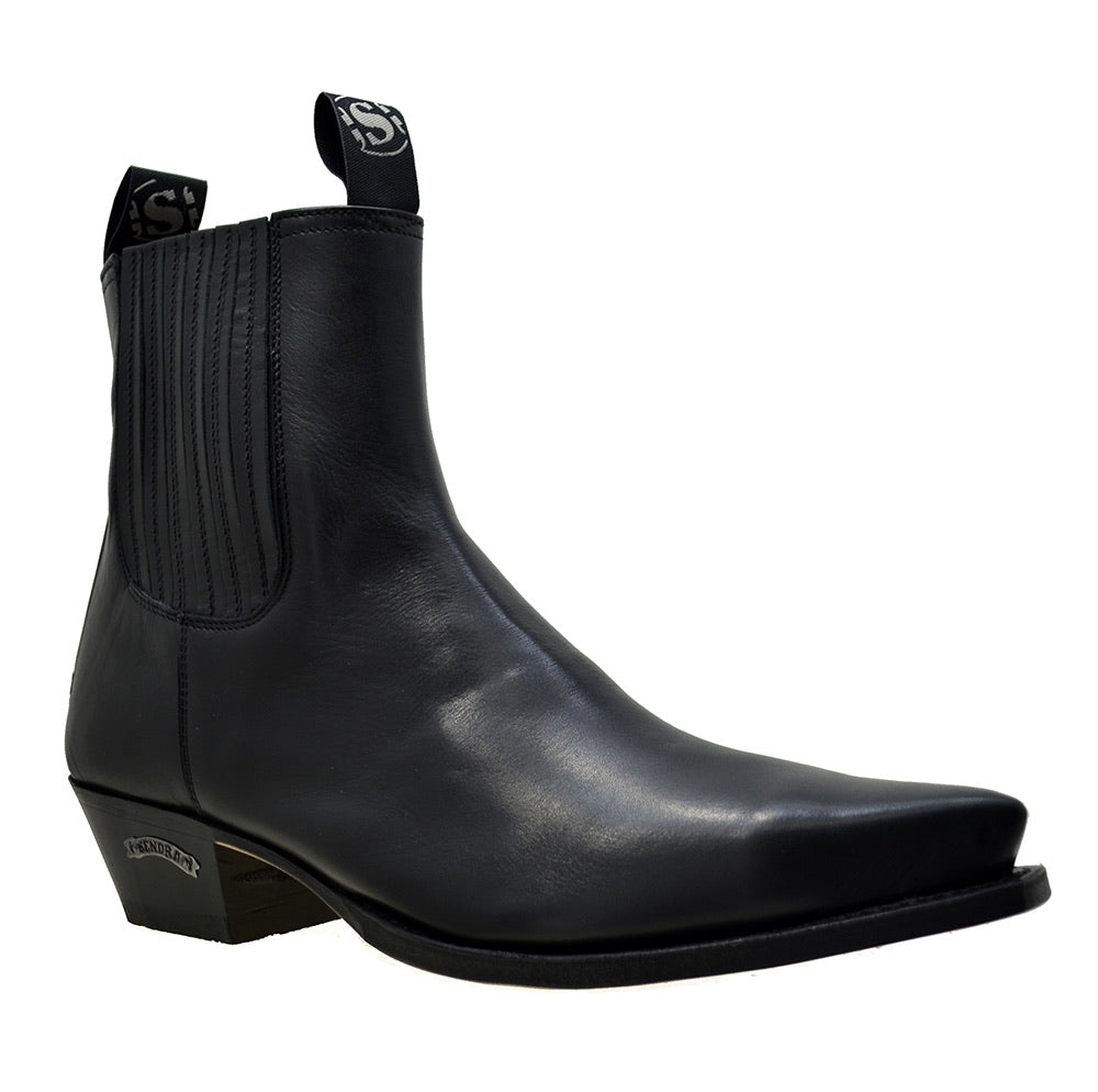 Sendra Mens' Shoes 1692 Black Leather West Heel Ankle Cowboy Boots
