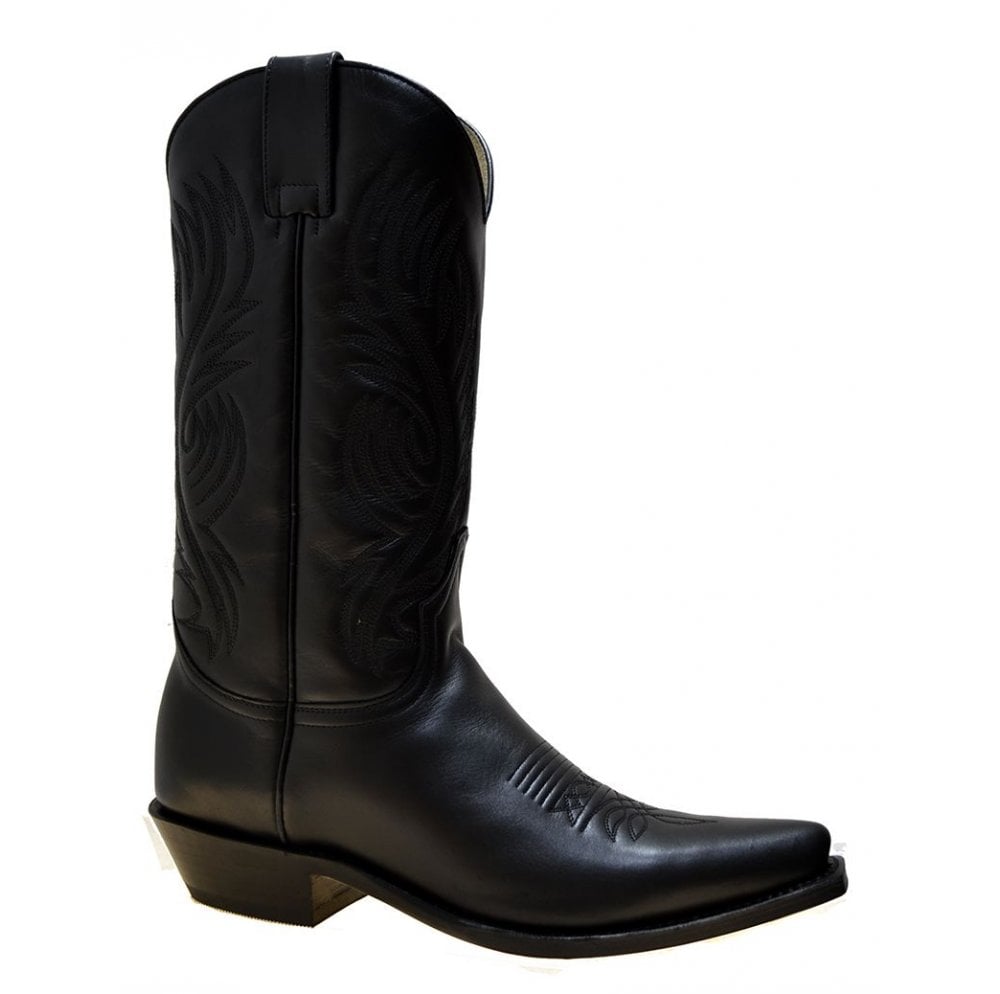 Men's Cowboy Boots Sendra 2605M Black Leather Cuban Heel
