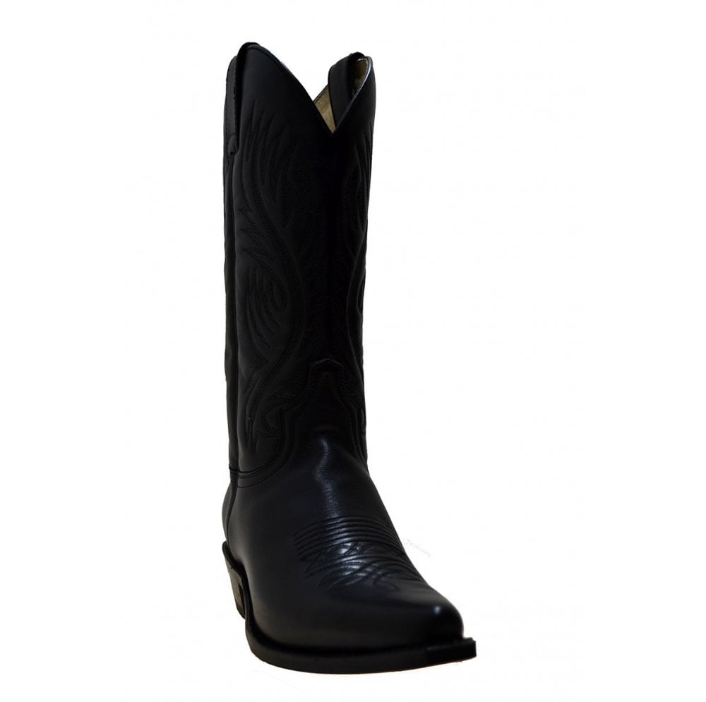 Men's Cowboy Boots Sendra 2605M Black Leather Cuban Heel