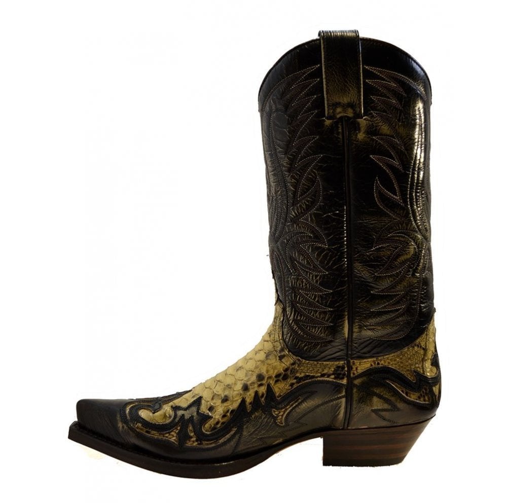 Sendra 3241P Tierra Leather Python Skin West Heel Mid Calf Cowboy Boots