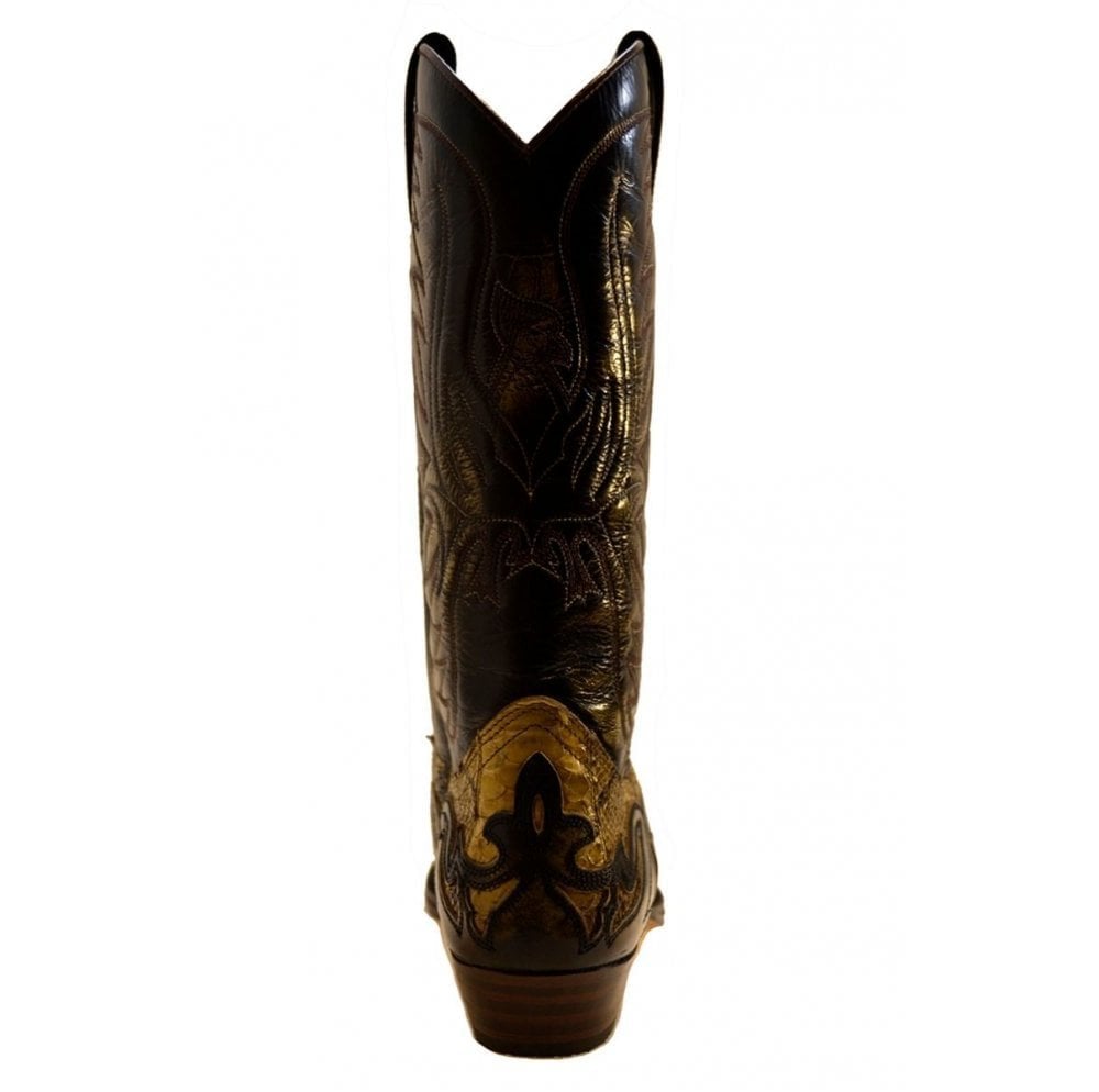 Sendra 3241P Tierra Leather Python Skin West Heel Mid Calf Cowboy Boots