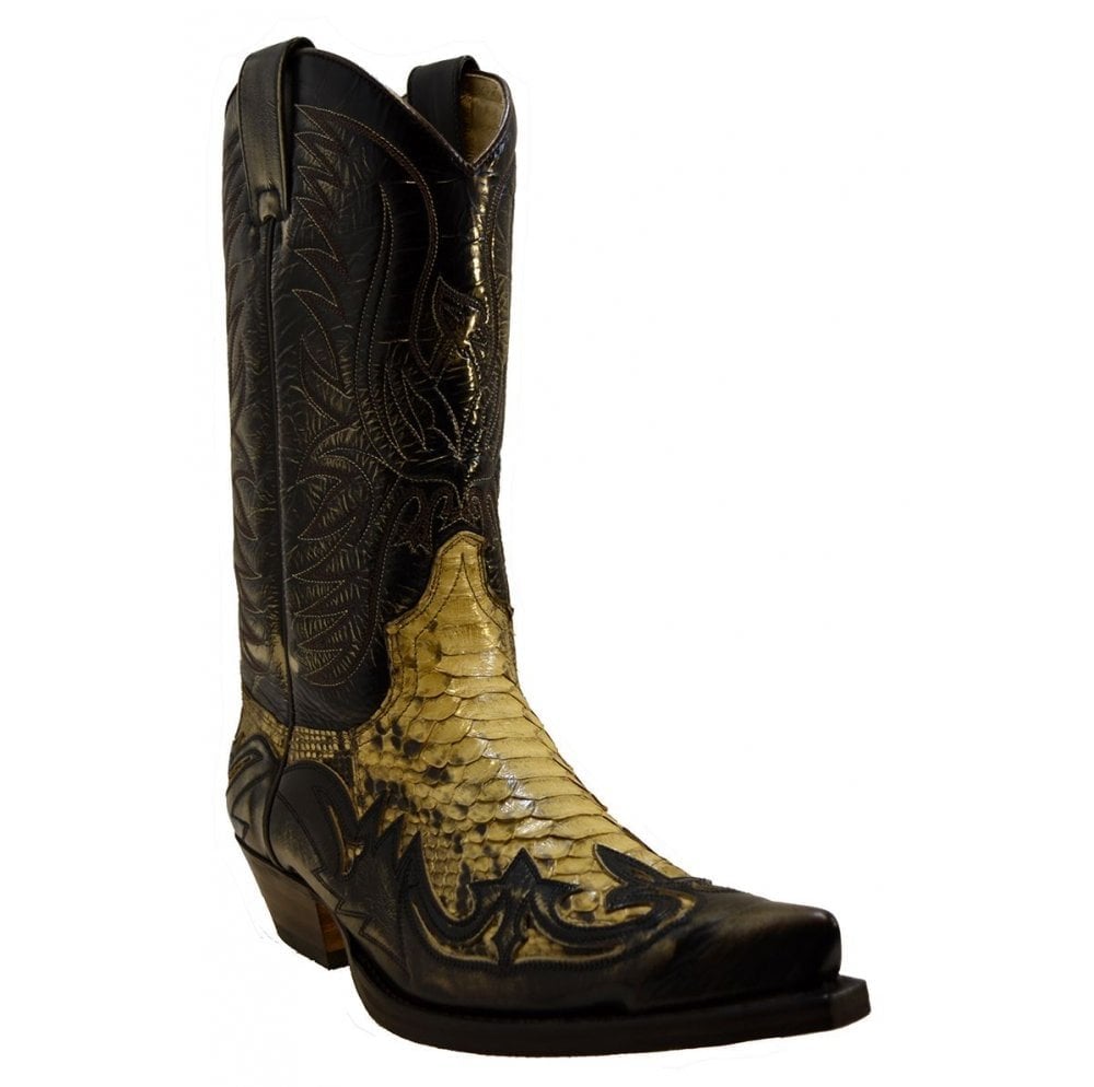 Sendra 3241P Tierra Leather Python Skin West Heel Mid Calf Cowboy Boots