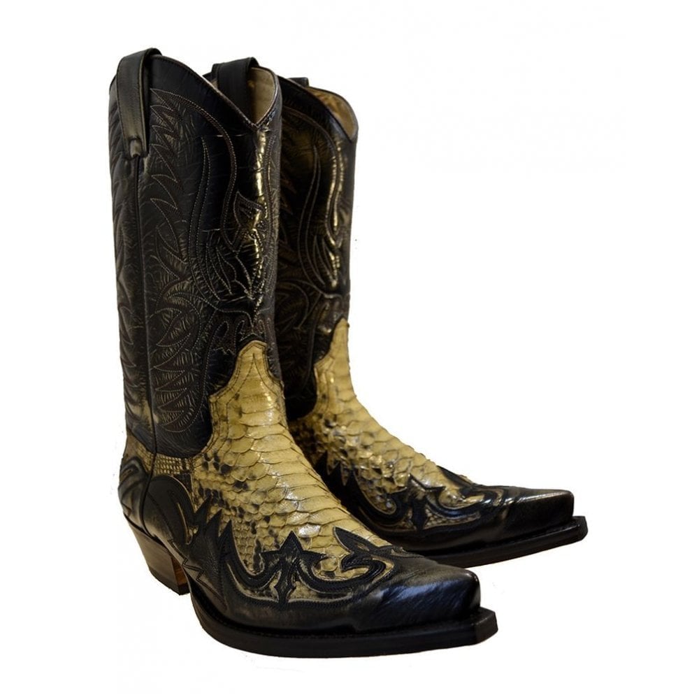 Sendra 3241P Tierra Leather Python Skin West Heel Mid Calf Cowboy Boots