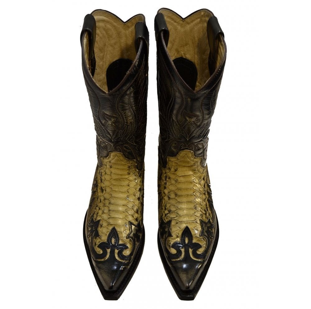 Sendra 3241P Tierra Leather Python Skin West Heel Mid Calf Cowboy Boots