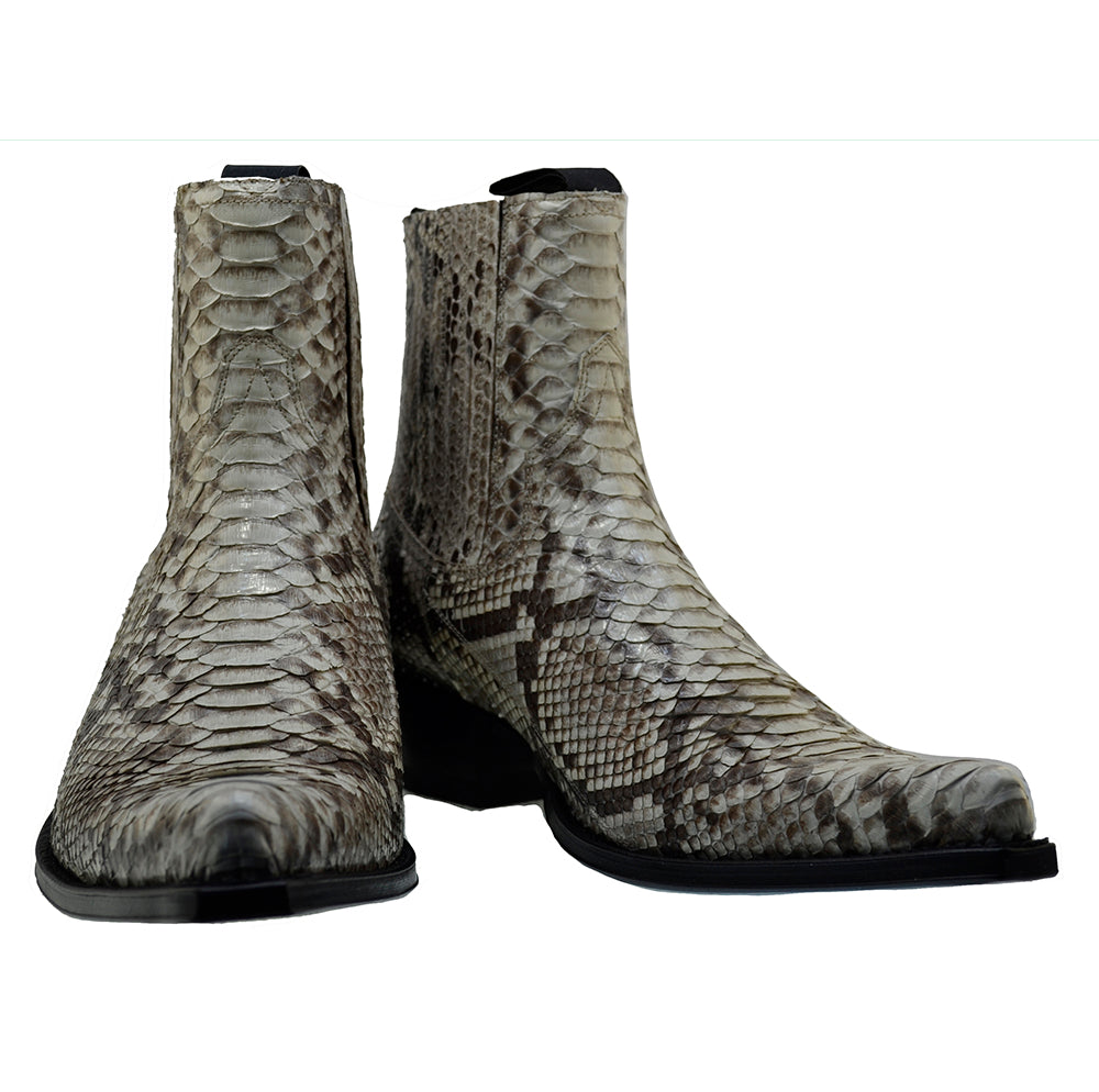 Sendra Spain Model 4375P Natural Python Skin Pull-up Cowboy Boots