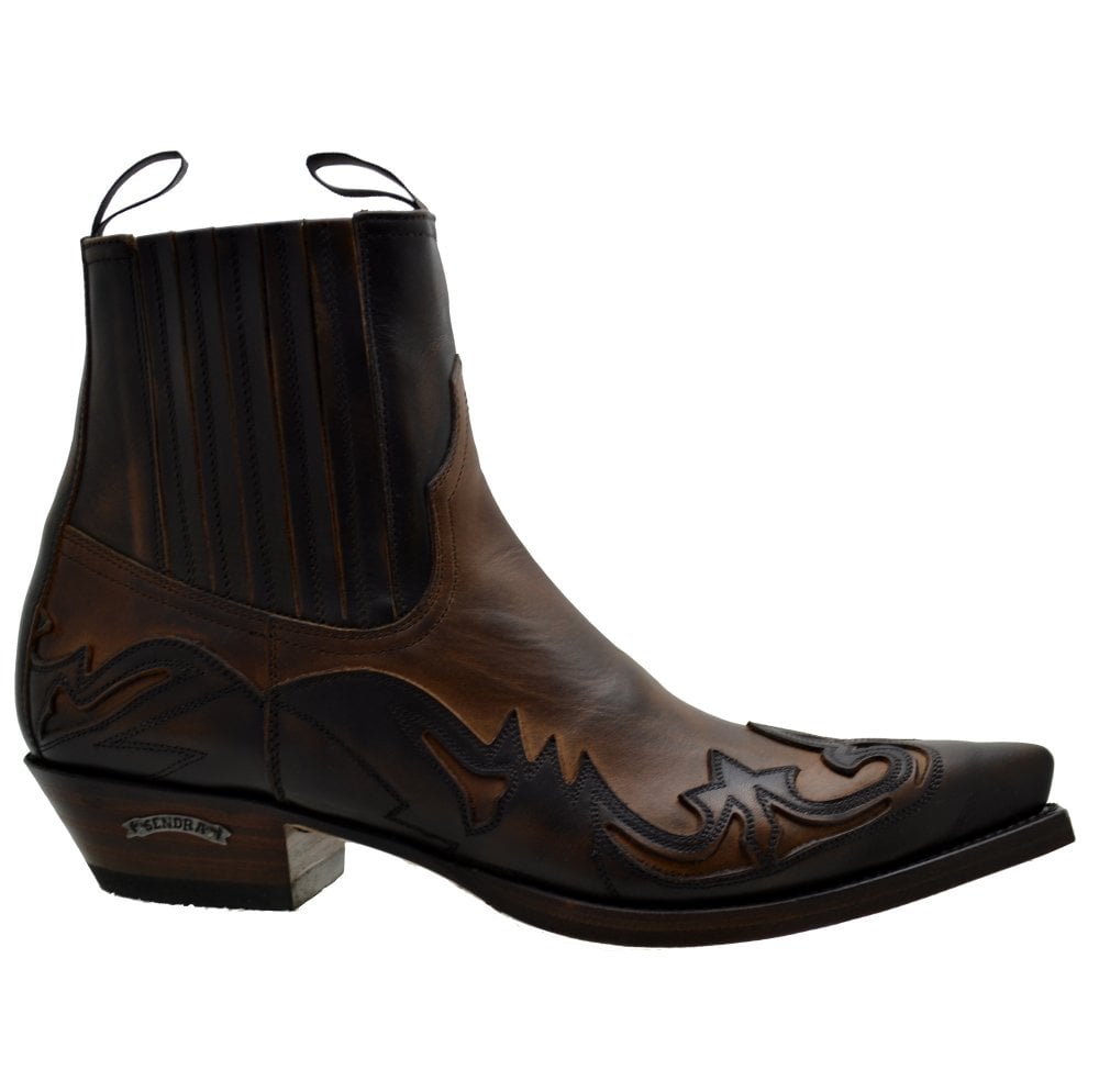 Sendra 4660 Brown Leather Ankle Cowboy Boots
