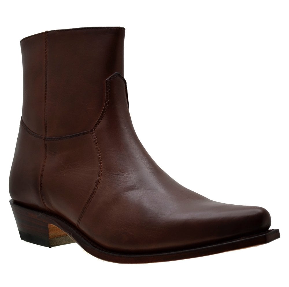 Sendra Men's Shoes 5200C Brown Leather Cuban Heel Ankle Cowboy Boots