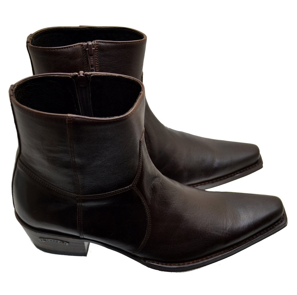 Sendra 5200R Brown Leather Formal Ankle Chelsea Boots