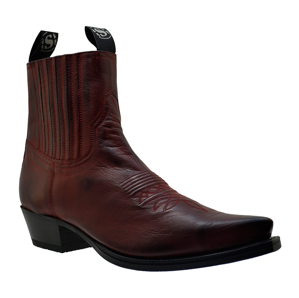 Men's Cowboy Boots Sendra 6479 Red Leather Cuban Heel