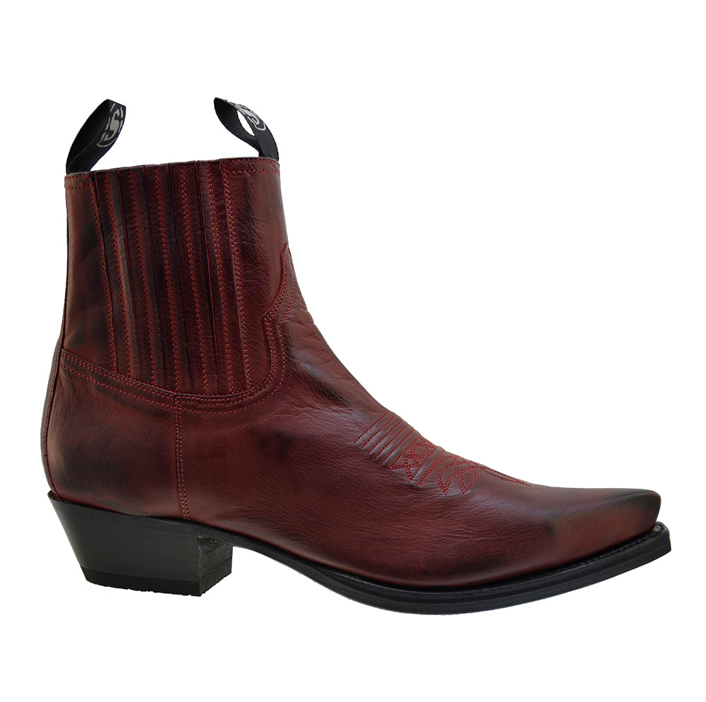 Men's Cowboy Boots Sendra 6479 Red Leather Cuban Heel Ankle Boots