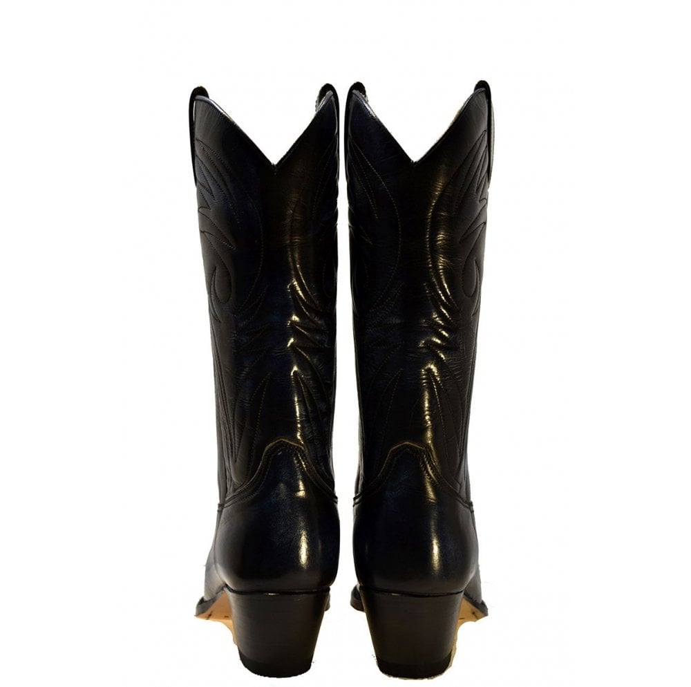Sendra 6897P Blue Leather Blue Python Skin West Heel Classic Mid Calf Cowboy Boots