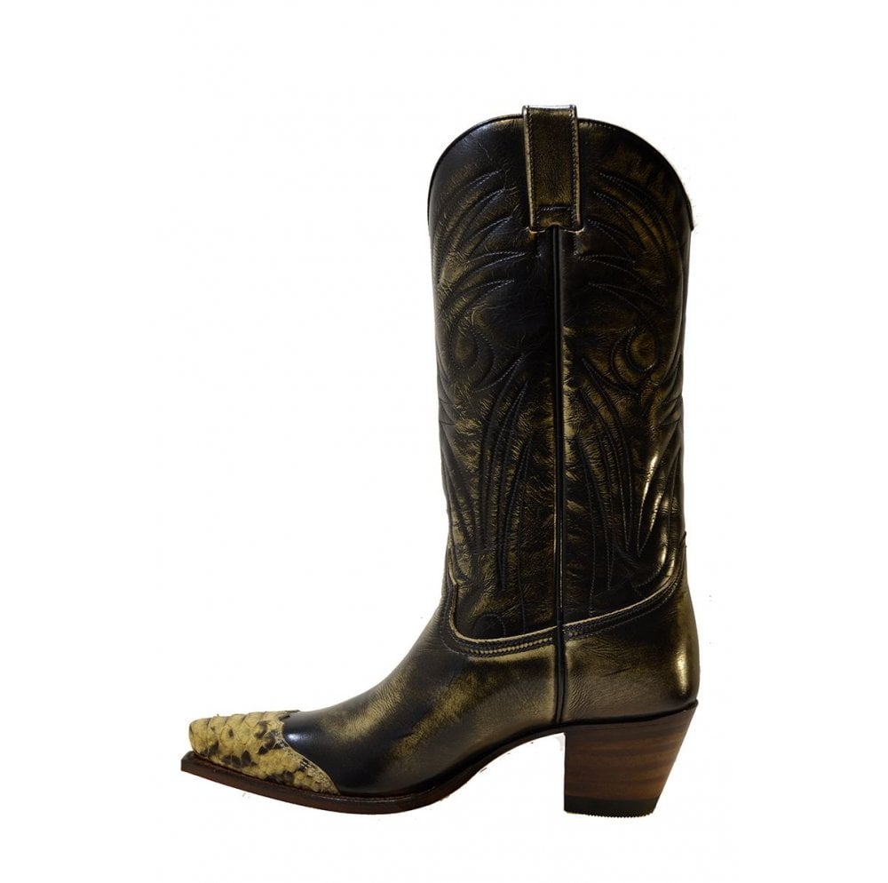 Sendra 6897P Tierra Leather Tierra Python Skin West Heel Classic Mid Calf Cowboy Boots