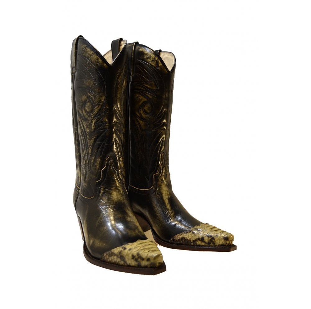 Sendra 6897P Tierra Leather Tierra Python Skin West Heel Classic Mid Calf Cowboy Boots