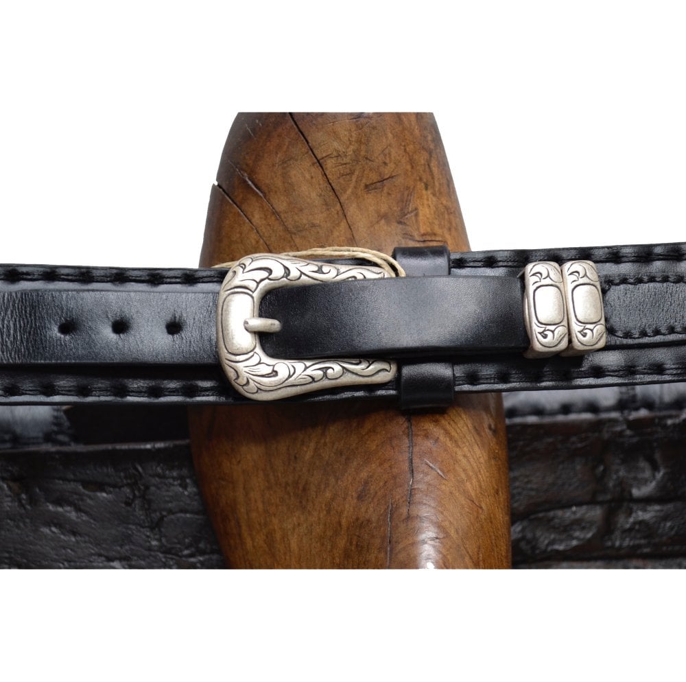 Sendra Belt 7582 Black Leather Silver Craft Buckle