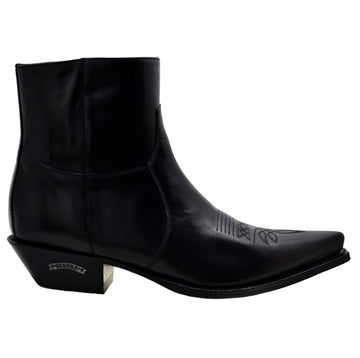 Sendra 7826W Black Leather Cuban Heel Ankle Cowboy Boots