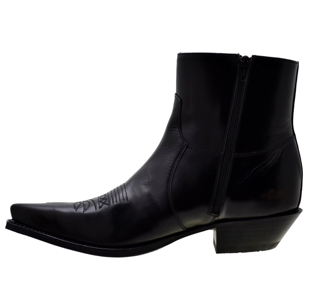 Men's Cowboy Boots Sendra 7826W Black Leather Cuban Heel