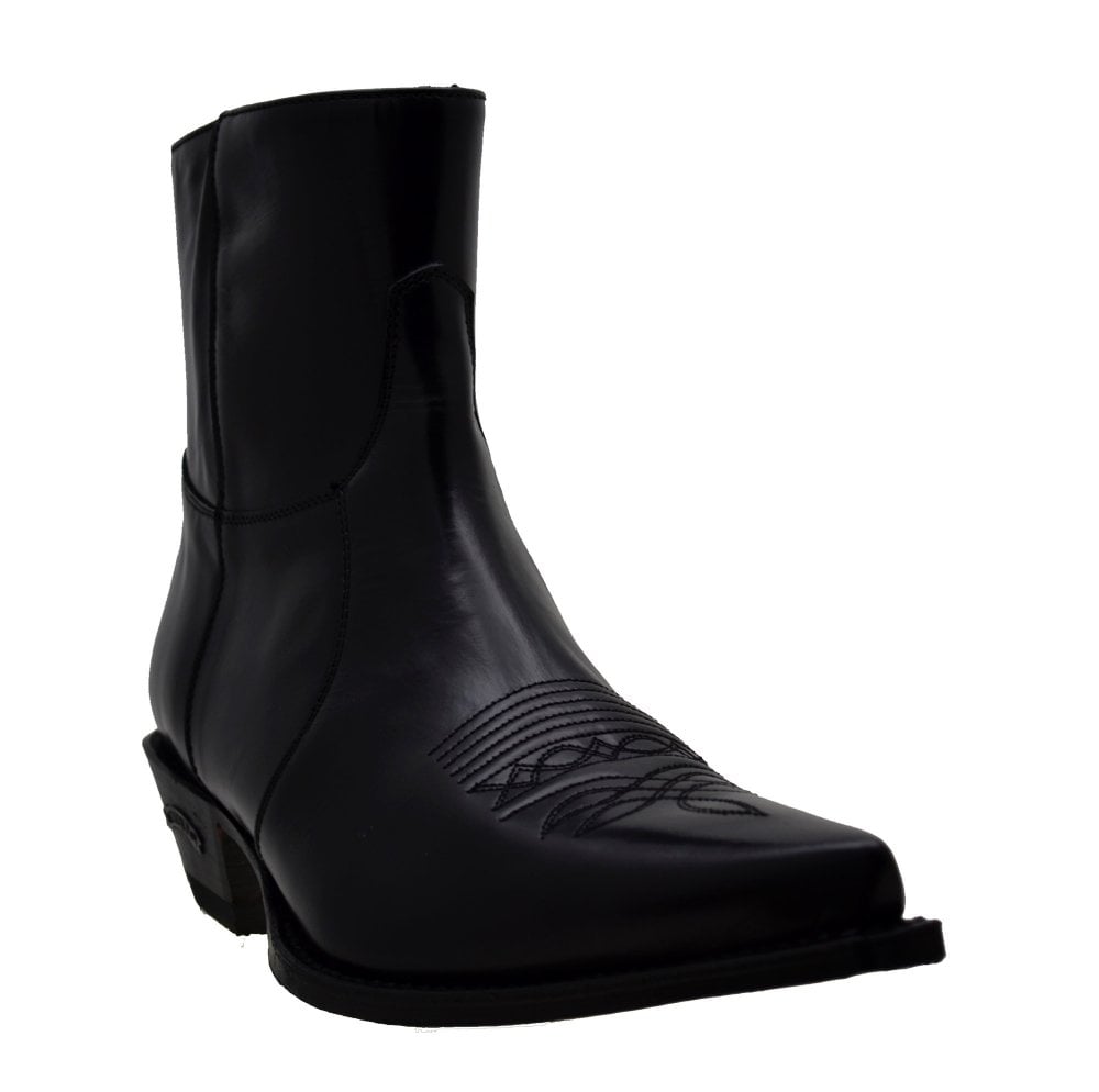 Men's Cowboy Boots Sendra 7826W Black Leather Cuban Heel