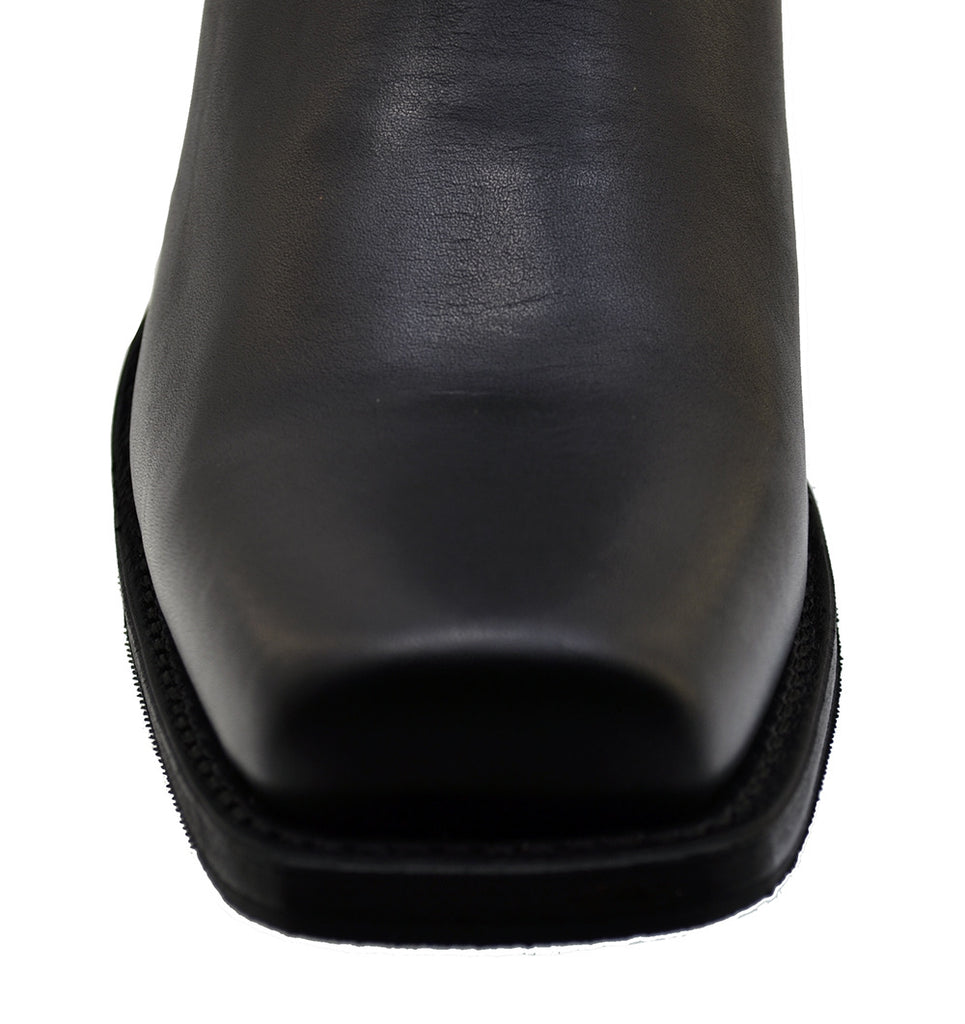 Sendra 8286 Black Leather Square Toe Harness Ankle Biker Boots